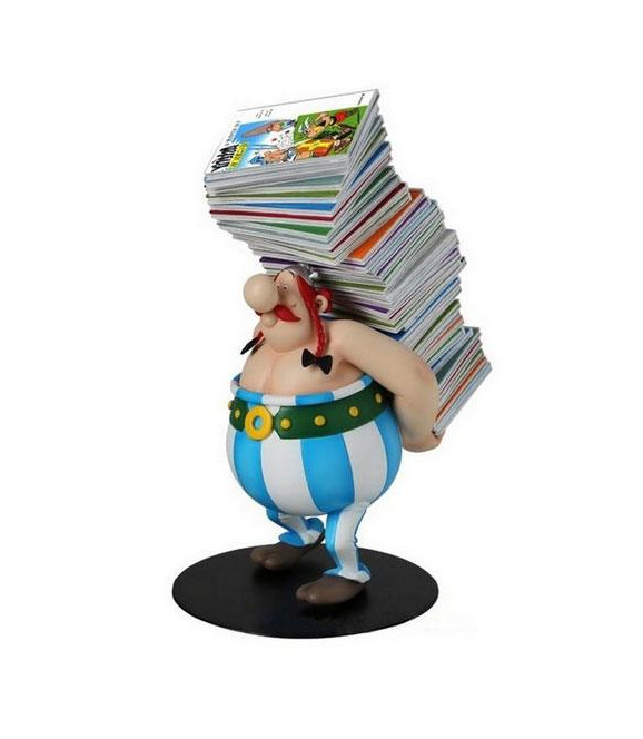 ASTERIX - Statuette Collectoys Obelix pile d'albums 21 cm