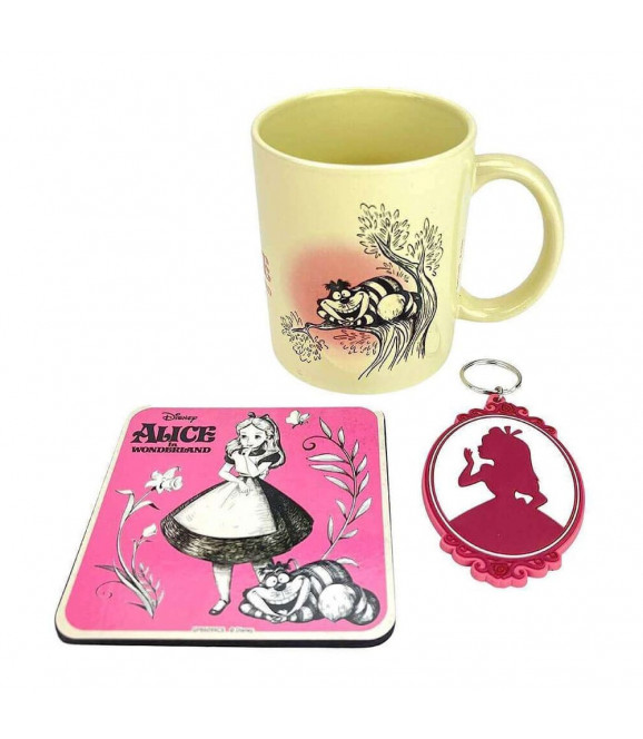 DISNEY - Set mug, sous-verre et porte-clés Alice in Wonderland Vintage