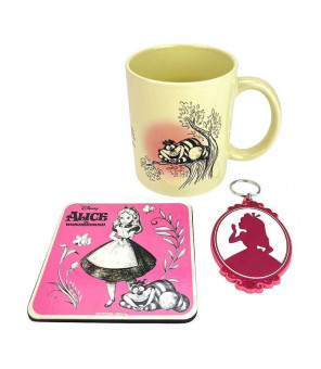 DISNEY - Set mug, sous-verre et porte-clés Alice in Wonderland Vintage